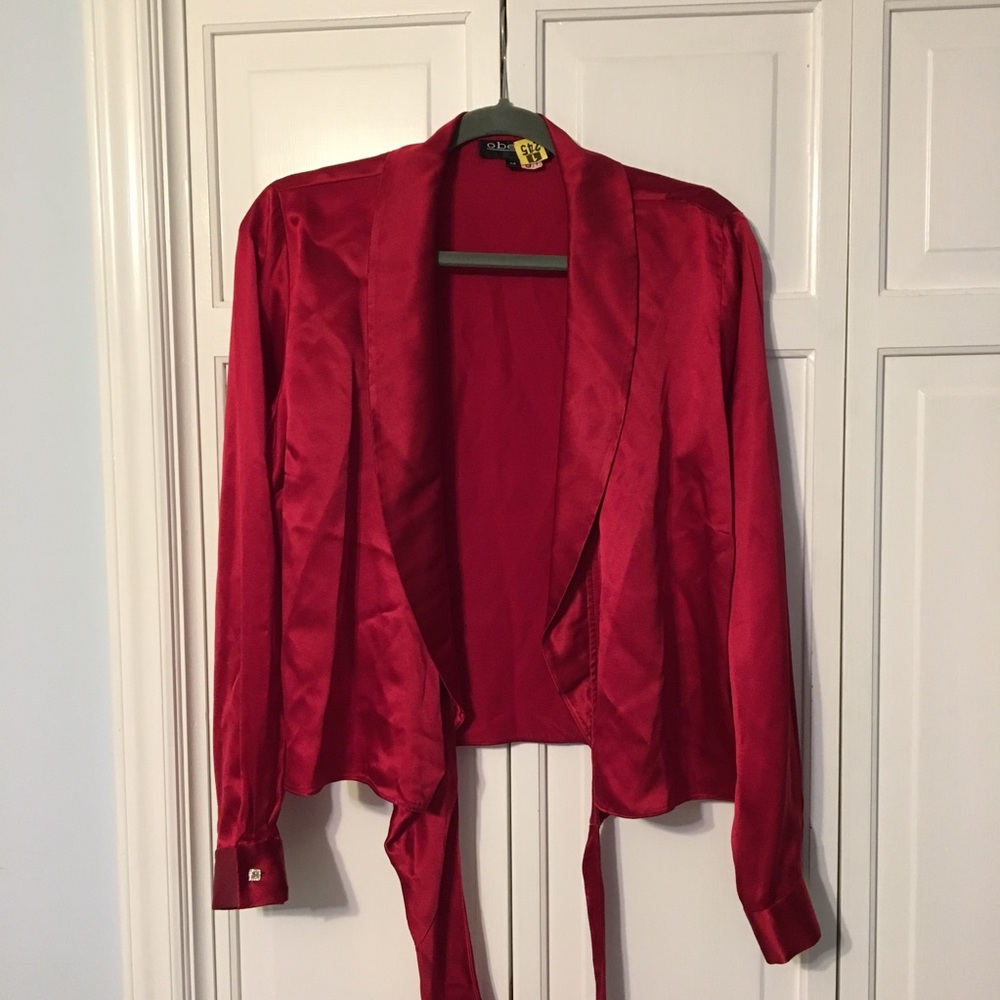 Oberon size 14 red silk blouse
